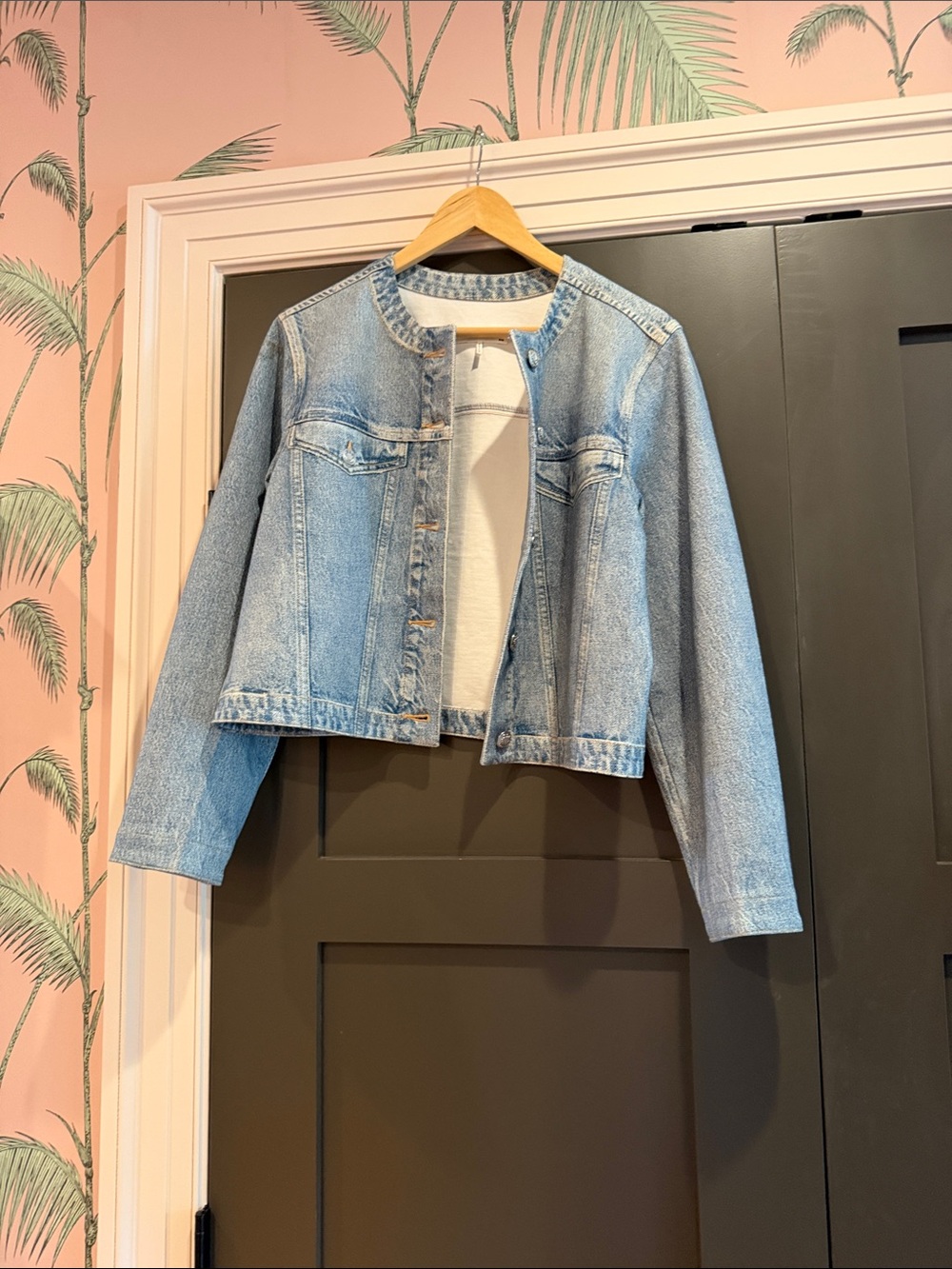 rag & bone Blue Denim Collarless Jacket size M